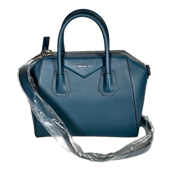 Givenchy Small Antigona Leather Satchel Oil Blue Bag New Authentic - Picture 4 of 13